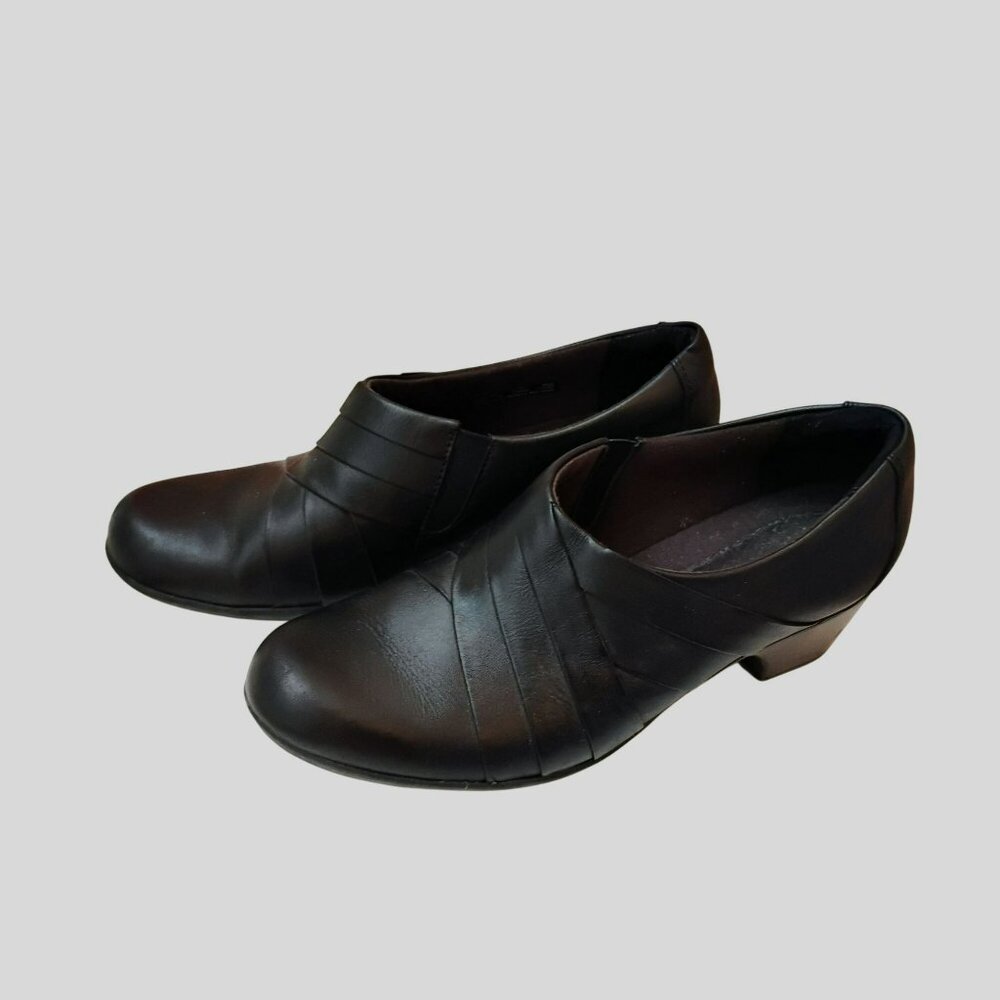 Clarks Ingalls Tempo Womens Black Leather Slip-On Comfort Shoes Size 8.5